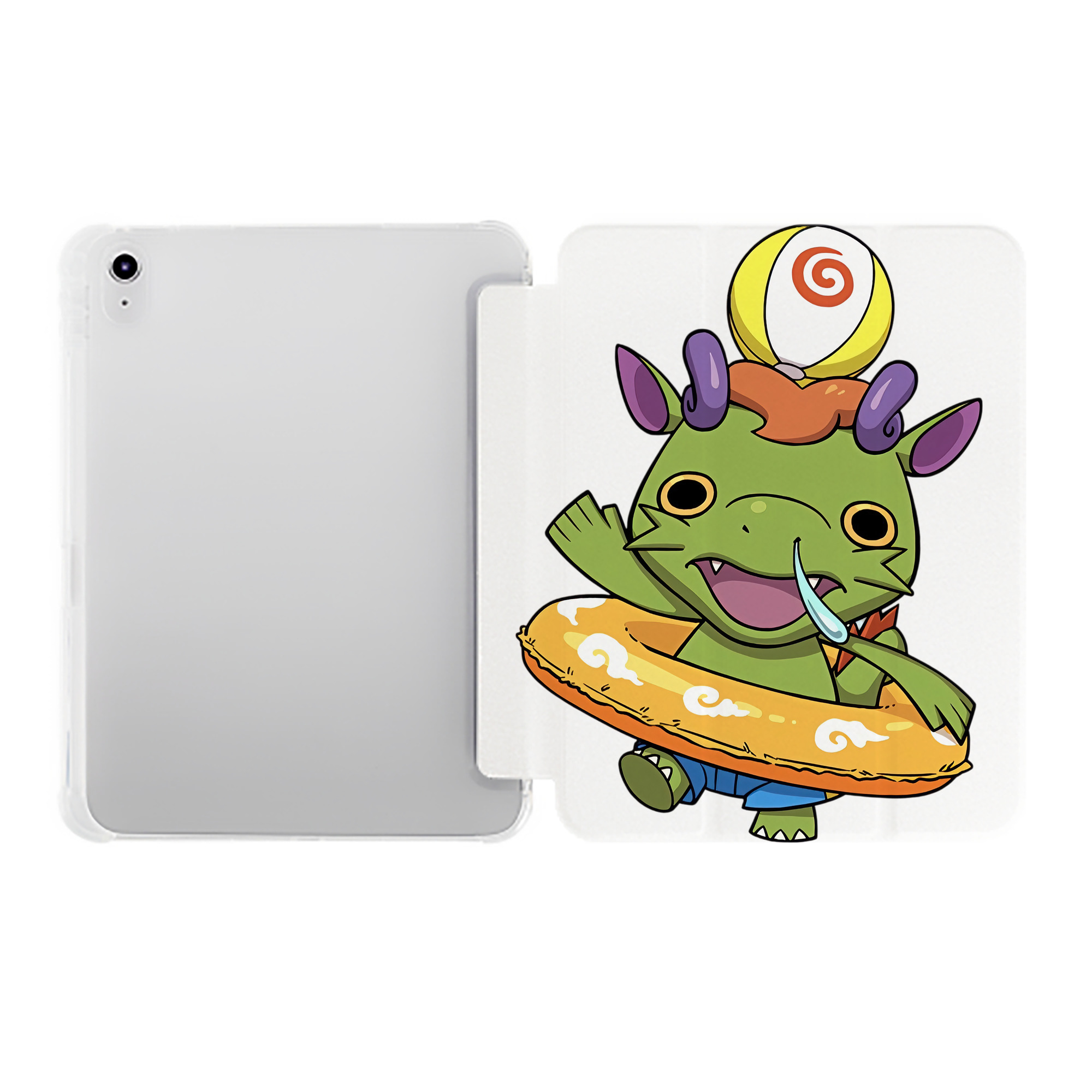 （画像用） 妖怪ウォッチ Yo-kai Watch IPad ケース ペン収納付き 三つ折りスタンド PUレザー×シリコン 対応機種9.5/10.5/10.9インチ